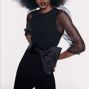 Black Zara Organza Sleeve Jumpsuit